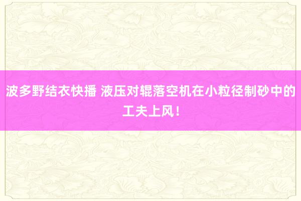 波多野结衣快播 液压对辊落空机在小粒径制砂中的工夫上风！