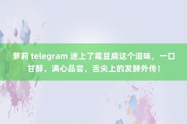 萝莉 telegram 迷上了霉豆腐这个滋味，一口甘醇，满心品尝，舌尖上的发酵外传！