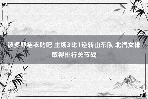 波多野结衣贴吧 主场3比1逆转山东队 北汽女排取得排行关节战