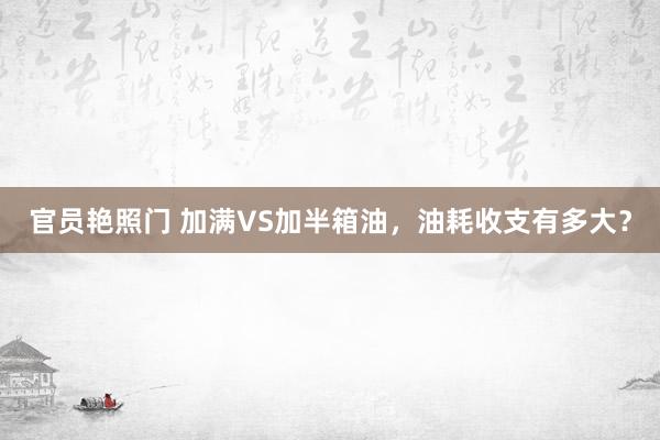 官员艳照门 加满VS加半箱油，油耗收支有多大？