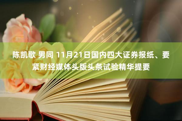 陈凯歌 男同 11月21日国内四大证券报纸、要紧财经媒体头版头条试验精华提要