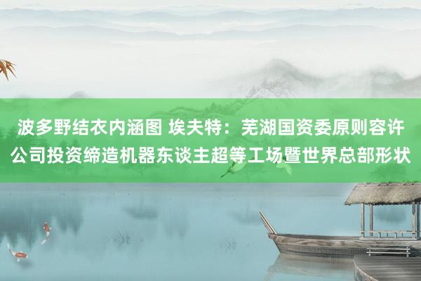波多野结衣内涵图 埃夫特：芜湖国资委原则容许公司投资缔造机器东谈主超等工场暨世界总部形状