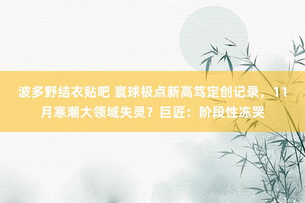 波多野结衣贴吧 寰球极点新高笃定创记录，11月寒潮大领域失灵？巨匠：阶段性冻哭