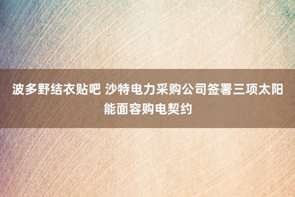波多野结衣贴吧 沙特电力采购公司签署三项太阳能面容购电契约