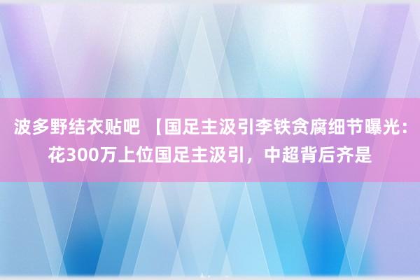 波多野结衣贴吧 【国足主汲引李铁贪腐细节曝光：花300万上位国足主汲引，中超背后齐是