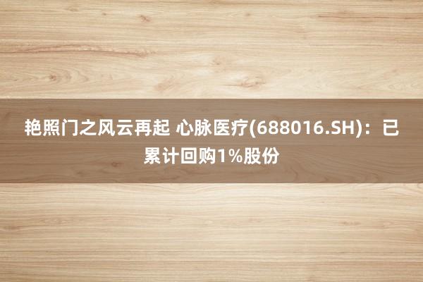 艳照门之风云再起 心脉医疗(688016.SH)：已累计回购1%股份