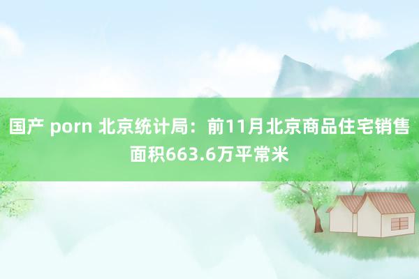 国产 porn 北京统计局：前11月北京商品住宅销售面积663.6万平常米