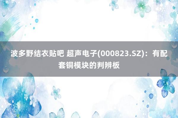 波多野结衣贴吧 超声电子(000823.SZ)：有配套铜模块的判辨板