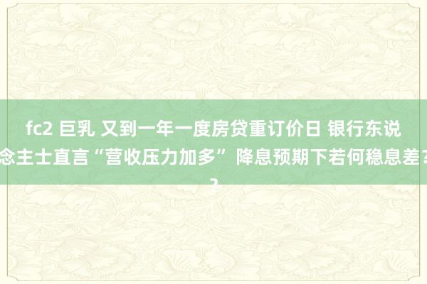 fc2 巨乳 又到一年一度房贷重订价日 银行东说念主士直言“营收压力加多” 降息预期下若何稳息差？
