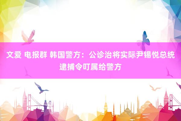 文爱 电报群 韩国警方：公诊治将实际尹锡悦总统逮捕令叮属给警方