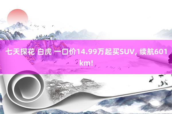 七天探花 白虎 一口价14.99万起买SUV， 续航601km!