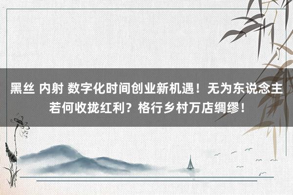 黑丝 内射 数字化时间创业新机遇！无为东说念主若何收拢红利？格行乡村万店绸缪！