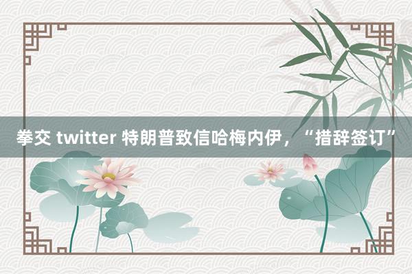 拳交 twitter 特朗普致信哈梅内伊，“措辞签订”