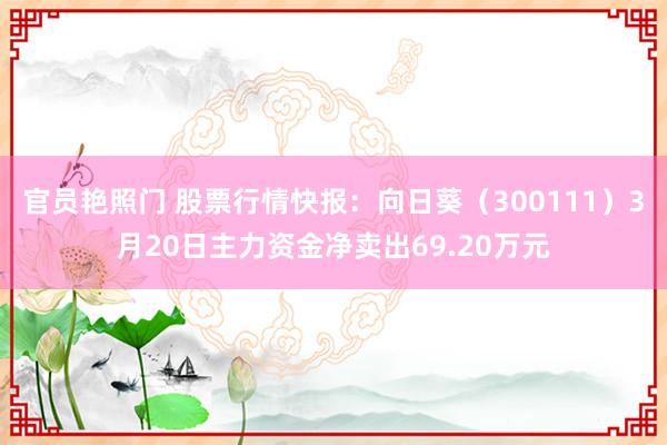 官员艳照门 股票行情快报：向日葵（300111）3月20日主力资金净卖出69.20万元