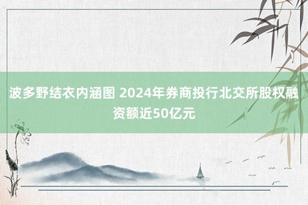 波多野结衣内涵图 2024年券商投行北交所股权融资额近50亿元