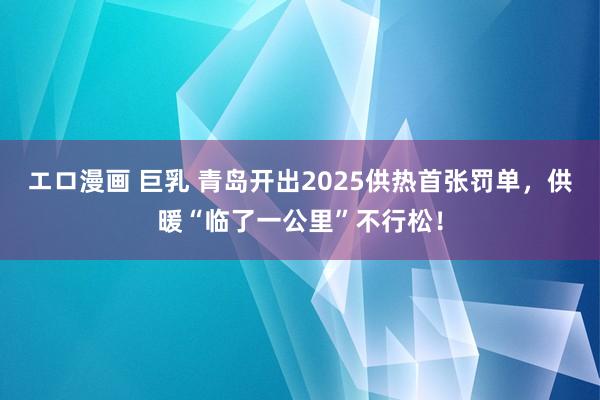 エロ漫画 巨乳 青岛开出2025供热首张罚单，供暖“临了一公里”不行松！