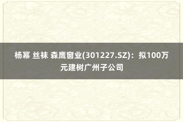 杨幂 丝袜 森鹰窗业(301227.SZ)：拟100万元建树广州子公司