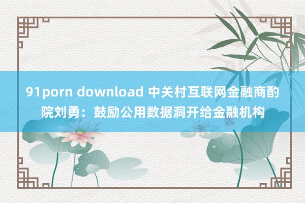 91porn download 中关村互联网金融商酌院刘勇：鼓励公用数据洞开给金融机构