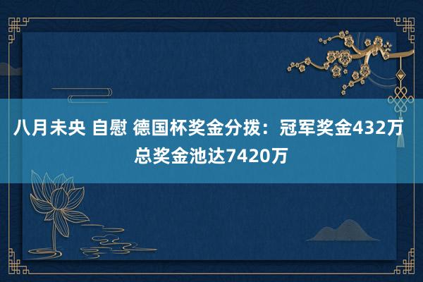 八月未央 自慰 德国杯奖金分拨：冠军奖金432万 总奖金池达7420万
