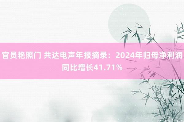 官员艳照门 共达电声年报摘录：2024年归母净利润同比增长41.71%