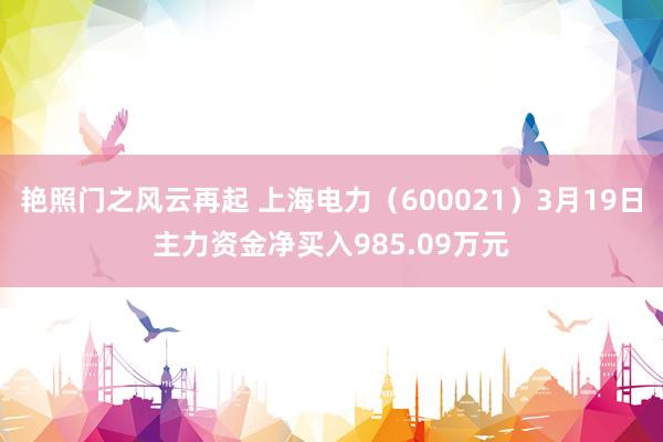 艳照门之风云再起 上海电力（600021）3月19日主力资金净买入985.09万元