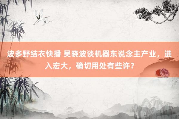波多野结衣快播 吴晓波谈机器东说念主产业，进入宏大，确切用处有些许？