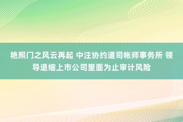 艳照门之风云再起 中注协约道司帐师事务所 领导退缩上市公司里面为止审计风险