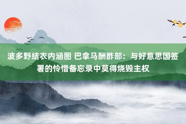 波多野结衣内涵图 巴拿马酬酢部：与好意思国签署的怜惜备忘录中莫得烧毁主权