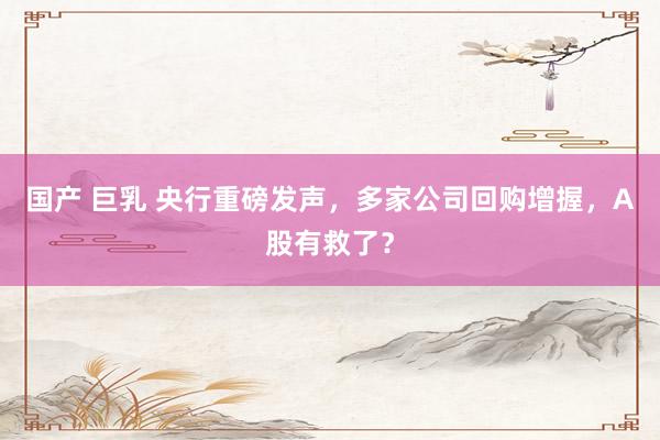 国产 巨乳 央行重磅发声，多家公司回购增握，A股有救了？