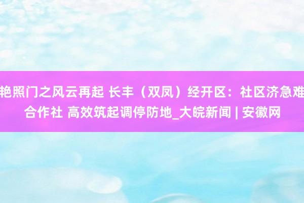 艳照门之风云再起 长丰（双凤）经开区：社区济急难合作社 高效筑起调停防地_大皖新闻 | 安徽网