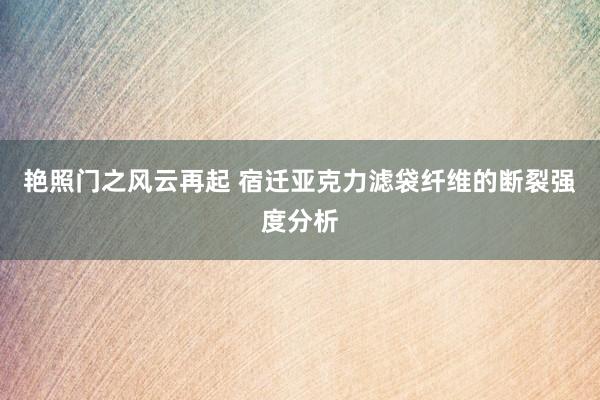 艳照门之风云再起 宿迁亚克力滤袋纤维的断裂强度分析