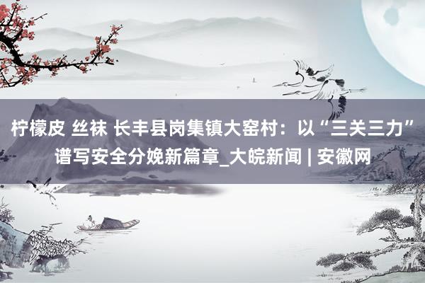 柠檬皮 丝袜 长丰县岗集镇大窑村：以“三关三力”谱写安全分娩新篇章_大皖新闻 | 安徽网