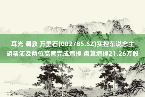 耳光 调教 万里石(002785.SZ)实控东说念主胡精沛及两位高管完成增捏 盘算增捏21.26万股