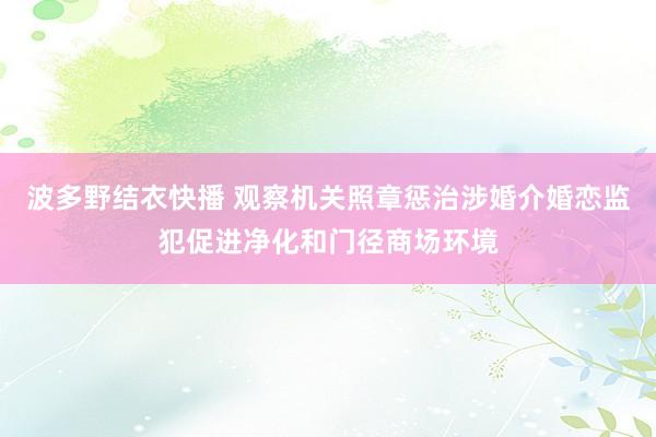波多野结衣快播 观察机关照章惩治涉婚介婚恋监犯促进净化和门径商场环境
