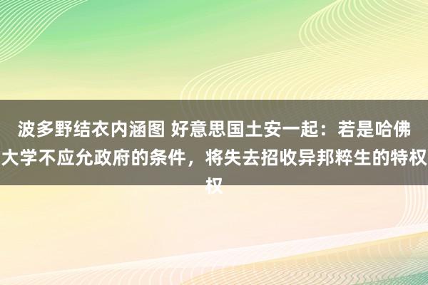 波多野结衣内涵图 好意思国土安一起：若是哈佛大学不应允政府的条件，将失去招收异邦粹生的特权