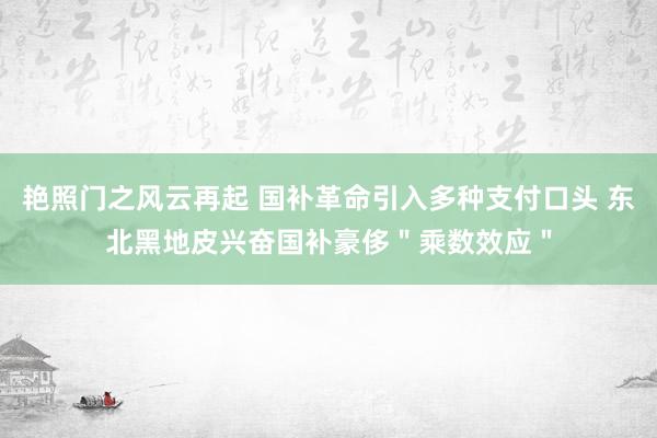 艳照门之风云再起 国补革命引入多种支付口头 东北黑地皮兴奋国补豪侈＂乘数效应＂