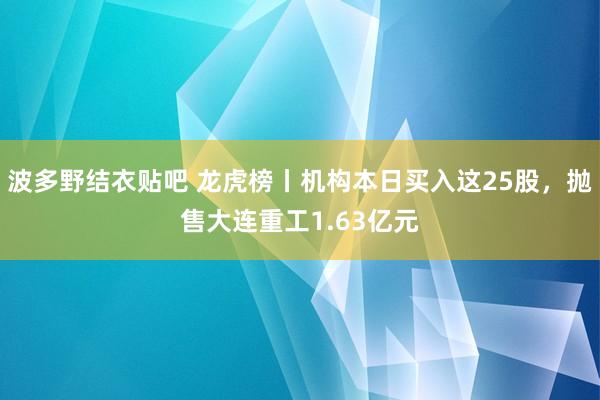 波多野结衣贴吧 龙虎榜丨机构本日买入这25股，抛售大连重工1.63亿元