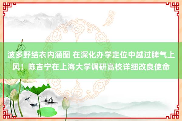 波多野结衣内涵图 在深化办学定位中越过脾气上风！陈吉宁在上海大学调研高校详细改良使命