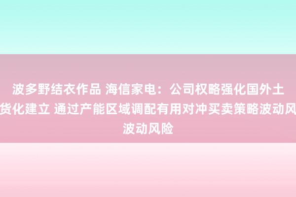 波多野结衣作品 海信家电：公司权略强化国外土产货化建立 通过产能区域调配有用对冲买卖策略波动风险
