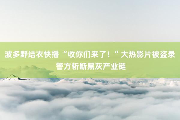 波多野结衣快播 “收你们来了！”大热影片被盗录 警方斩断黑灰产业链